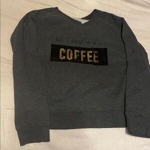 Marc New York Dark Gray Sequin Coffee Sweatshirt
